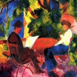 Couple at the garden table